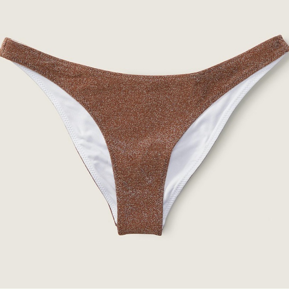 NWT PINK Victoria's Secret Glittering Brown Bikini Bottom
